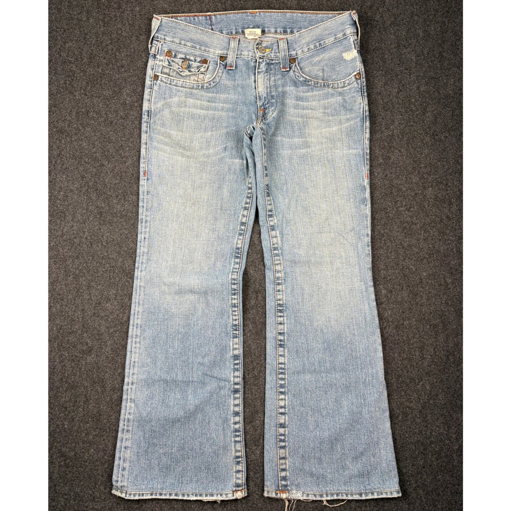 True Religion Billy Super T Jeans Mens 34x30 Light Wash Bootcut Made in USA Y2K